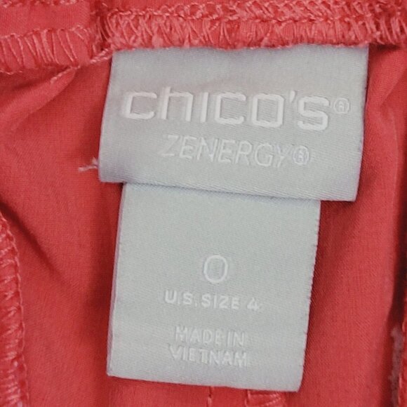 Chico's Coral Cropped Pants Sz 0 US 4 Outdoor Lightweight Hiking Tie Waist EUC - Picture 8 of 11